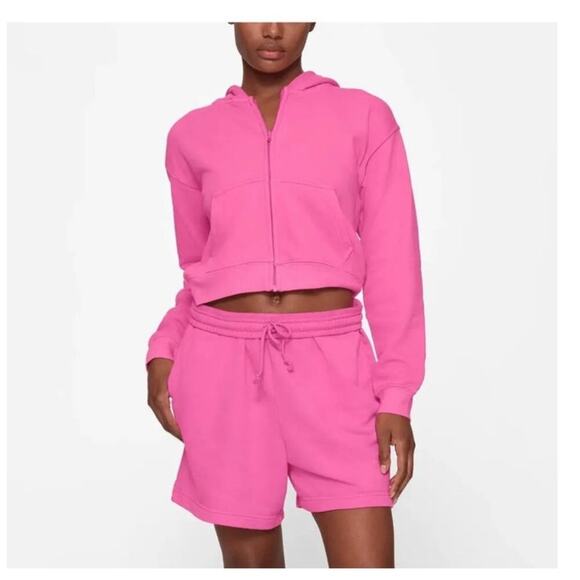SKIMS Tops - NWT Skims Drapey French Terry Zip Up Hoodie Barbie Core Pink Size 4X *see below